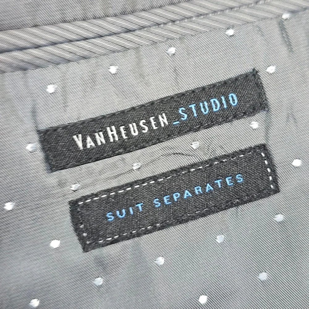 Van Heusen Studio Blazer Mens 40R Black Micro Stripe Two Button Suit Jacket Coat